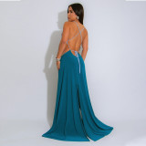 Sexy Tie Up Backless Split Maxi Dress CYA-901739