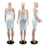 Sexy Printed Sleeveless Sling Bodycon Dress YIBF-60167