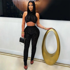 Sexy Sleeveless Print Tops Pencil Pants Suit CYA-901814