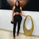 Sexy Sleeveless Print Tops Pencil Pants Suit CYA-901814