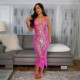 Sequin Sling V Neck Tassel Midi Dress CYA-901717