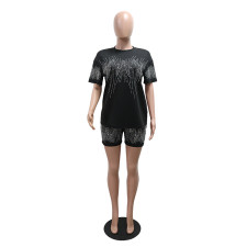 Short Sleeve Hot Drill Loose Two Piece Shorts Set CYA-901822