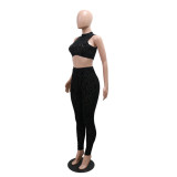 Sexy Sleeveless Print Tops Pencil Pants Suit CYA-901814