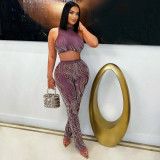 Sexy Sleeveless Print Tops Pencil Pants Suit CYA-901814