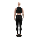 Sexy Sleeveless Print Tops Pencil Pants Suit CYA-901814