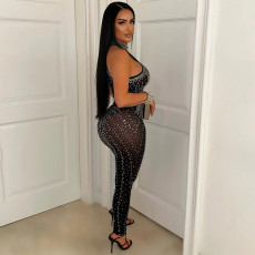 Mesh Hot Drill See Through Nightclub Jumpsuit CYA-901707