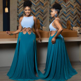 Sexy Tie Up Backless Split Maxi Dress CYA-901739