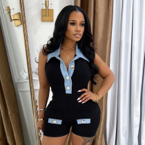 Color Block Slim Backless Rompers GDSF-D25RP046