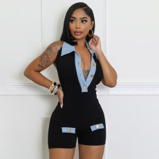 Color Block Slim Backless Rompers GDSF-D25RP046