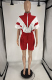 Short Sleeve Contrast Color Sport Shorts Suit FOSF-8806