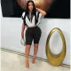 Short Sleeve Contrast Color Sport Shorts Suit FOSF-8806