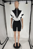 Short Sleeve Contrast Color Sport Shorts Suit FOSF-8806