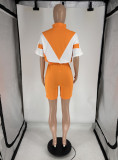 Short Sleeve Contrast Color Sport Shorts Suit FOSF-8806