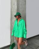 Solid Color Long Sleeve Loose Shirt Dress OLYF-6176