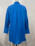 Solid Color Long Sleeve Loose Shirt Dress OLYF-6176