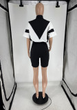 Short Sleeve Contrast Color Sport Shorts Suit FOSF-8806