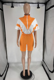 Short Sleeve Contrast Color Sport Shorts Suit FOSF-8806
