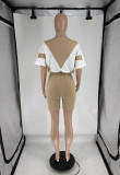 Short Sleeve Contrast Color Sport Shorts Suit FOSF-8806