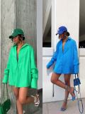 Solid Color Long Sleeve Loose Shirt Dress OLYF-6176