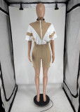 Short Sleeve Contrast Color Sport Shorts Suit FOSF-8806