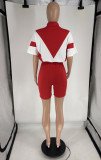 Short Sleeve Contrast Color Sport Shorts Suit FOSF-8806