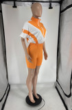 Short Sleeve Contrast Color Sport Shorts Suit FOSF-8806