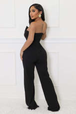 Sleeveless Big Button Sleeveless Sport Jumpsuit OSM-4477