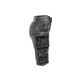 Casual Washed Pockets Fifth Jeans LSD-2405