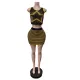 Knits Sleeveless Print Vest And Skirts Two Piece Set MEM-88638