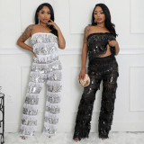 Sexy Loose Wrap Chest Tops And Pants 2 Piece Set CYA-901659 