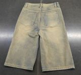 Loose Retro Holes Straight Fifth Jeans GSMJ-6996