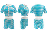 Short Sleeve Print Tight Shorts Suit SFY-2802