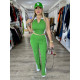 Contrast Color V Neck Zipper Two Piece Pants Set ASL-6787