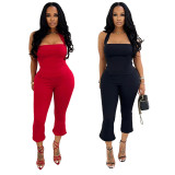 Solid Color Halterneck Sexy Two Piece Pants Set SFY-2801