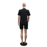 Hot Drill O Neck Casual Short Suit CYA-901823