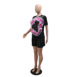 Hot Drill O Neck Casual Short Suit CYA-901823