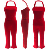 Solid Color Halterneck Sexy Two Piece Pants Set SFY-2801