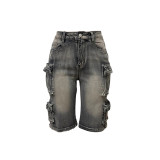 Casual Washed Pockets Fifth Jeans LSD-2405