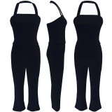 Solid Color Halterneck Sexy Two Piece Pants Set SFY-2801