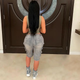 Casual Washed Pockets Fifth Jeans LSD-2405