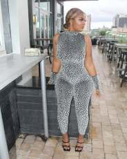 Sleeveless Backless Print Tie Up Jumpsuit MEM-88640
