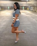 Short Sleeve Print Tight Shorts Suit SFY-2802