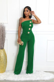 Sleeveless Big Button Sleeveless Sport Jumpsuit OSM-4477