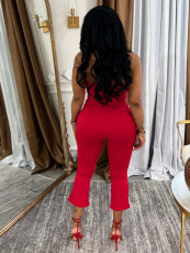 Solid Color Halterneck Sexy Two Piece Pants Set SFY-2801