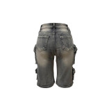 Casual Washed Pockets Fifth Jeans LSD-2405