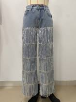 Fashion Tassel Loose Straight Jeans LSD-2404