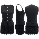 Solid Color Sleeveless Skirts 2 Piece Set SFY-2804