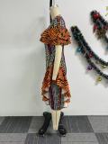 Plus Size Print Contrast Color Maxi Dress NY-11015