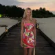 Sexy Print Contrast Color Sling Midi Dress XEF-K24D62253