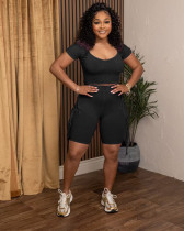 Solid Color Short Sleeve Tassel Two Piece Shorts Set TK-6342